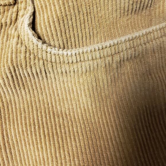 INDIGO Rein Golden Brown  Corduroy mini skirt‎ size 13/30 button fly raw hem - Picture 3 of 9